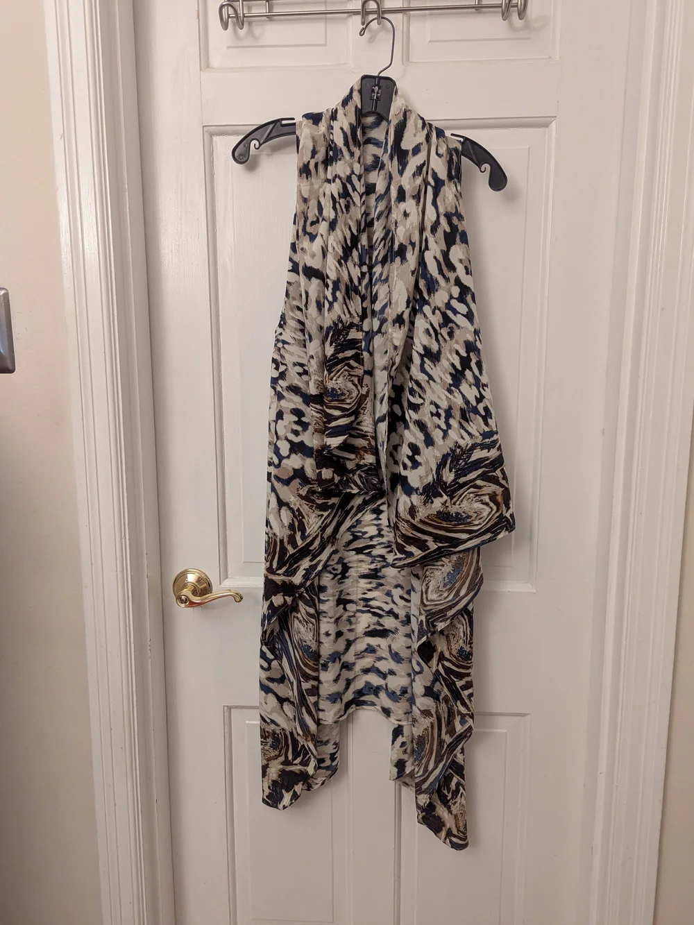 Neutral Animal Print Draped Throw Scarf From byVINNIK